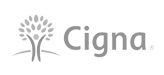 Logo of Cigna, highlighting their global health service company offerings.